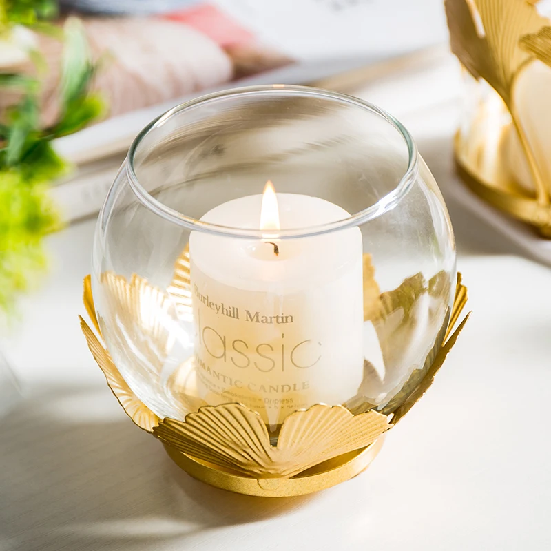 Роскошные золотые подсвечники в скандинавском стиле стеклянные металлические