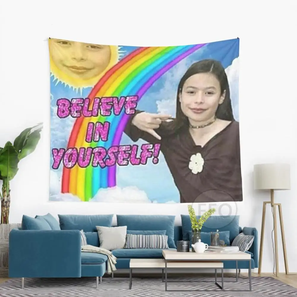 Believe In Uself гобелен настенный смешной мем эстетический Декор для комнаты гобелены