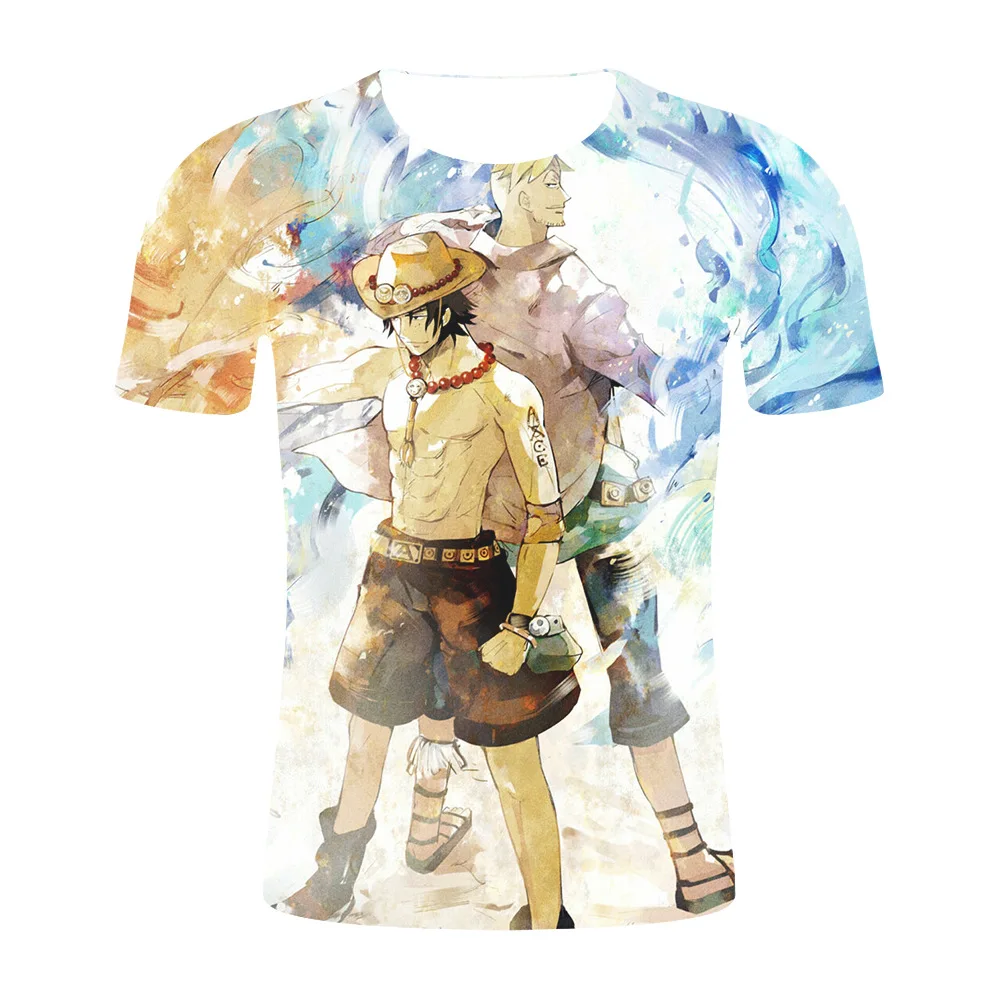 

2021 Hot Summer New 3D Printing Interesting Anime One Piece Luffy Pattern Street Casual T-shirt Round Neck Short Sleeve