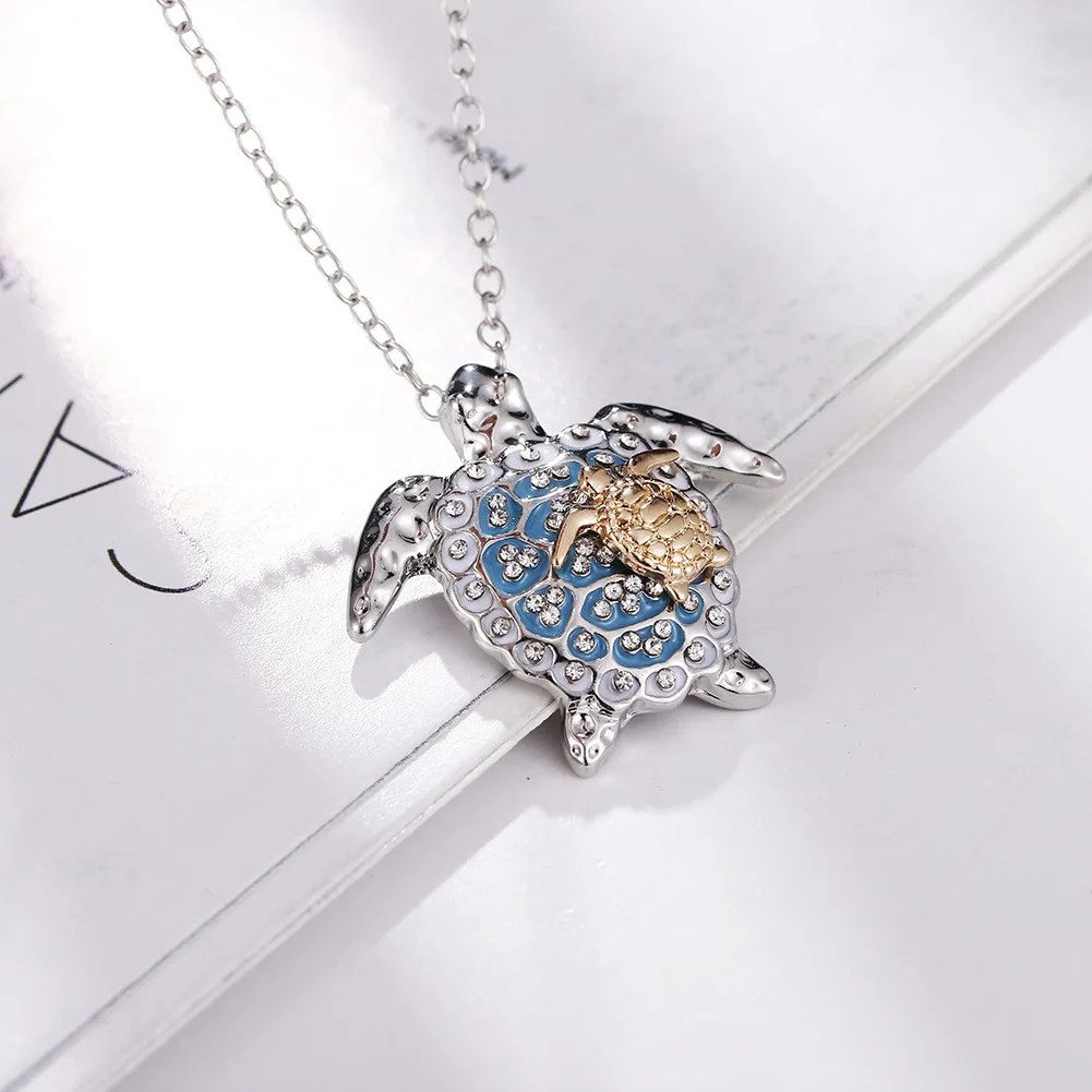 

New Fashion Accessories One Big and One Small Turtle Pendant Necklace for Women Cute Animal Necklace Party Gift Jewelry