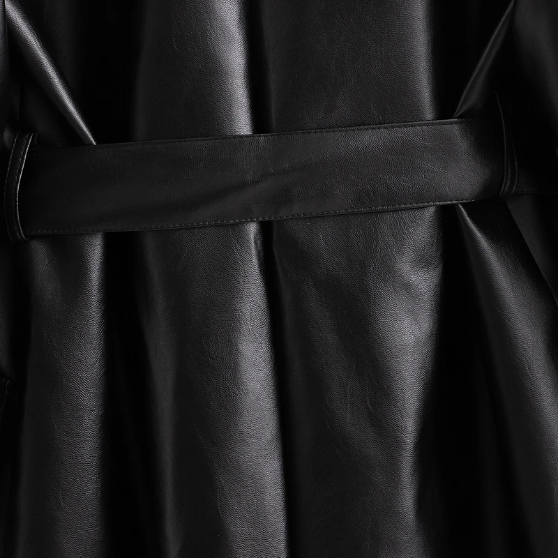 

Wixra Womens Cool Faux Leather Jackets Double Breasted PU Long Outerwear High Street Spring Autumn Ladies Coat