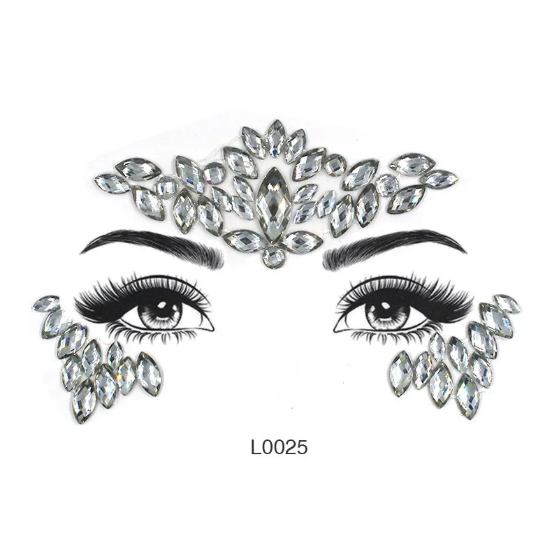Colorful Rhinestone Face Stickers For Women Party Decor Eye Drill Stick Acrylic Sticker Diamond Crystal | Дом и сад