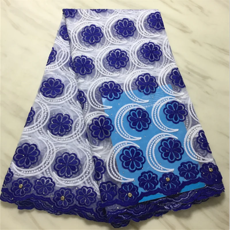 Синяя Высококачественная нигерийская кружевная ткань последние камни сетка
