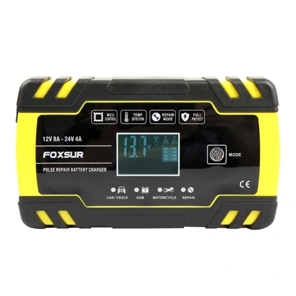 

Желтое огнестойкое высокоэффективное зарядное устройство для автомобильного аккумулятора с цифровым дисплеем, зарядное устройство для ре...