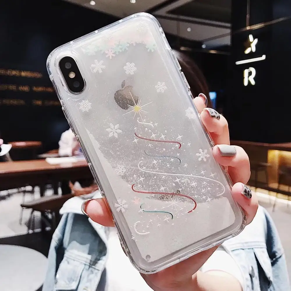 F Прекрасный Рождественский чехол для iPhone 7 8 6 6S Plus Мягкий ТПУ зыбучий песок чехол для iPhone X Xr Xs максимальный чехол год - Цвет: F