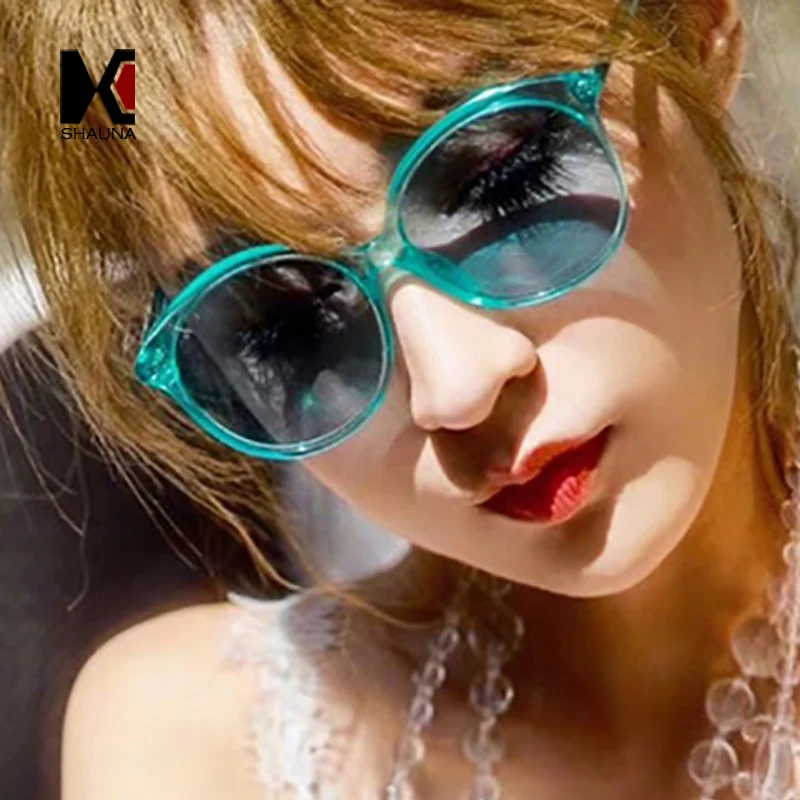 Женские солнцезащитные очки в винтажном стиле SHAUNA круглые из стальной проволоки