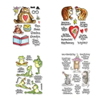 lovely animal set bear orangutan frog mouse matching words transparent clear stamps for diy scrapbooking cards crafts 2019 new