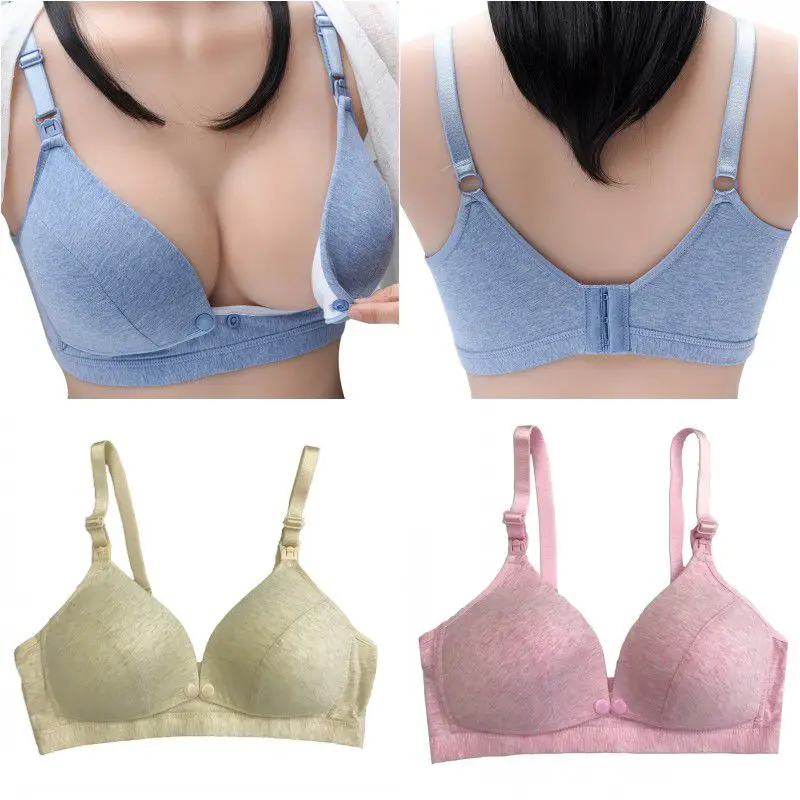 2021 Новые однотонные женские хлопковые бюстгальтеры для грудного вскармливания с