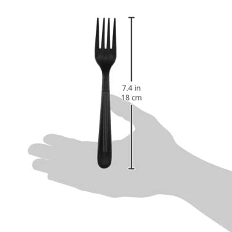 

Heavy-Duty Plastic Fork, Black Plastic Tableware, 200 PC, Disposable Plastic Tableware