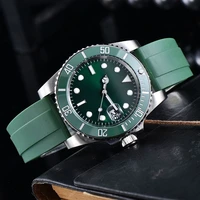 brushed polished mechanical watch nh35a automatic movement green submariner style men watch sapphire glass nh35 diving watch