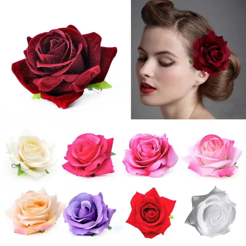 

Женская Брошь из бархатной ткани, заколка для волос Роза искусственный цветок, корсаж, праздничная свадебная брошь, аксессуары для волос дл...
