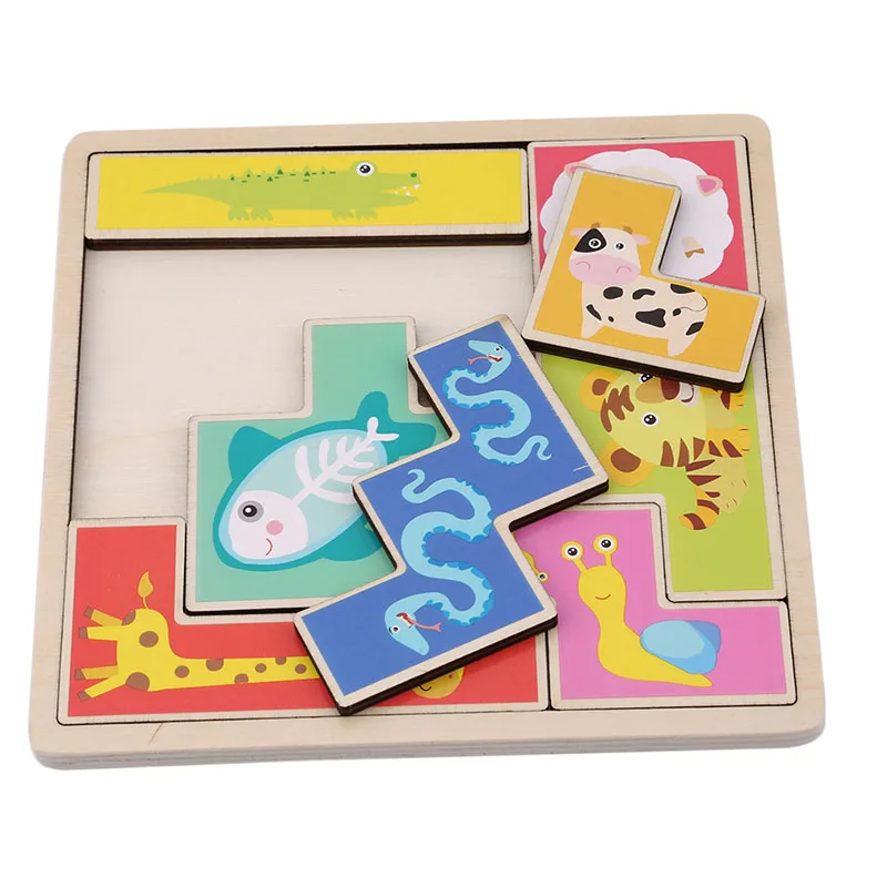 

Baby Shape Matching Cognitive Game Puzzles Kids Wooden Animals 3D Puzzle Toy Baby Early Educational Learning Toys for Children