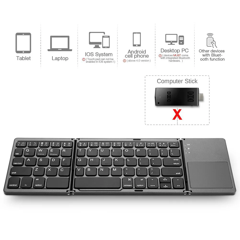 Беспроводная клавиатура мини-usb два раза складной Bluetooth двухрежимный планшет