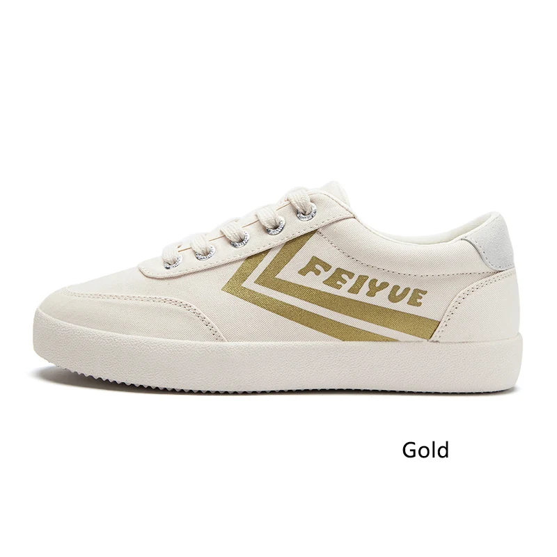 Feiyue/Повседневная мужская и женская обувь; коллекция 8196 года; парусиновая обувь; Вулканизированная обувь с эластичной стелькой; дышащие удобные модные кроссовки - Цвет: Золотой