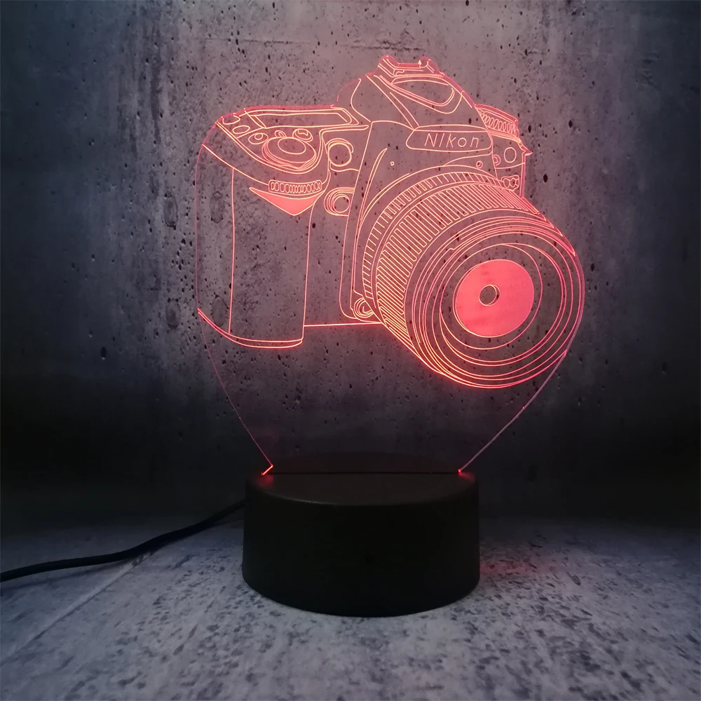 Светодиодный светильник для камеры Nikon креативная 3d лампа светодиодный USB ночник