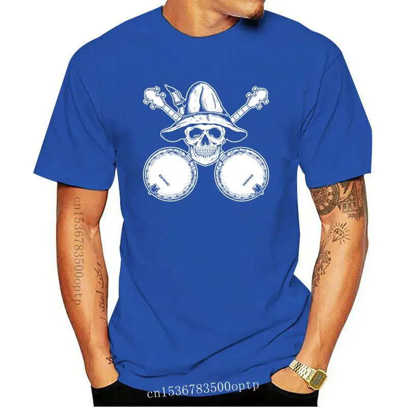 

Men tshirt Blue Grass Skull and Banjos Unisex T Shirt women T-Shirt tees top