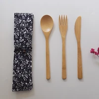 3 piece set bamboo flatware fork knife and spoon adult japanese style bamboo jam cutlery small wooden spoon tableware set