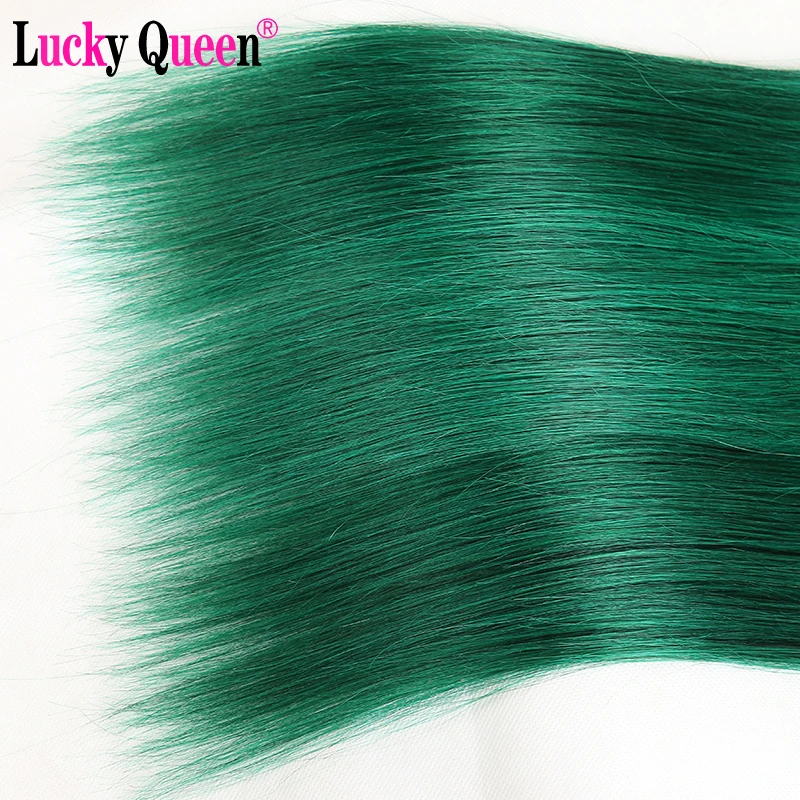 

Ombre Green Colored Bundles Lucky Queen Brazilian Straight 100% Human Hair Extensions Remy Hair Weave Bundles Medium Ratio