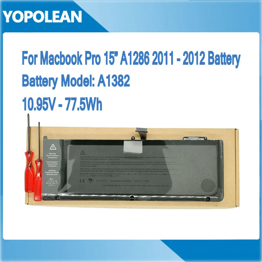 Новый аккумулятор A1382 для ноутбука Macbook Pro 15 дюймов A1286 10 95 в 2011 Вт/ч 2012 020 7134