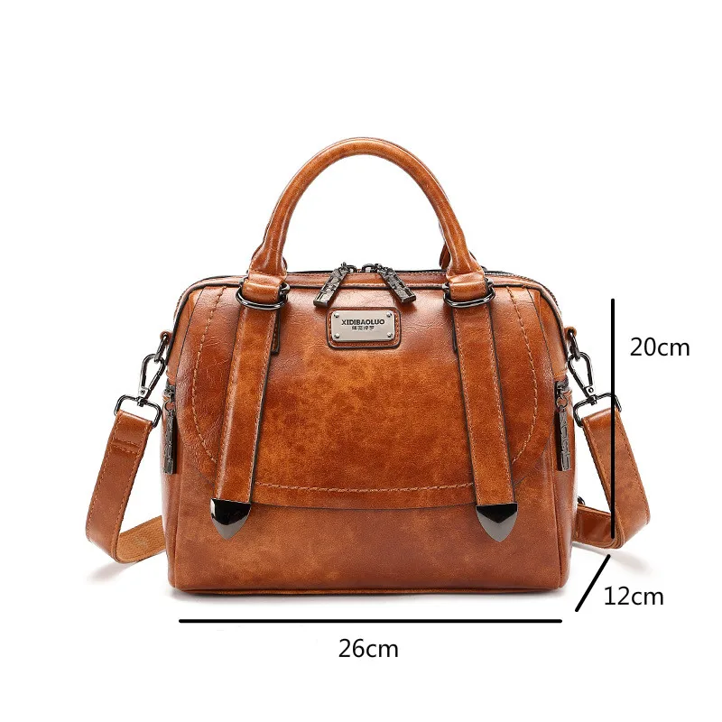 

YourSeason Ladies 2021 Retro Oil Wax Leather Handbag Solid Color Women Large Capacity Crossbody Shoulder Bags Fashion
