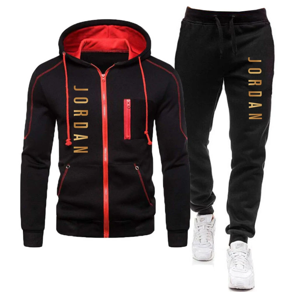 

2 Pieces Sets Tracksuit Men Autumn Zipper Hoodie Sweatshirt+pants Solid Sporting Fitness Hooded Outerwear Jacket Suit M-3XL