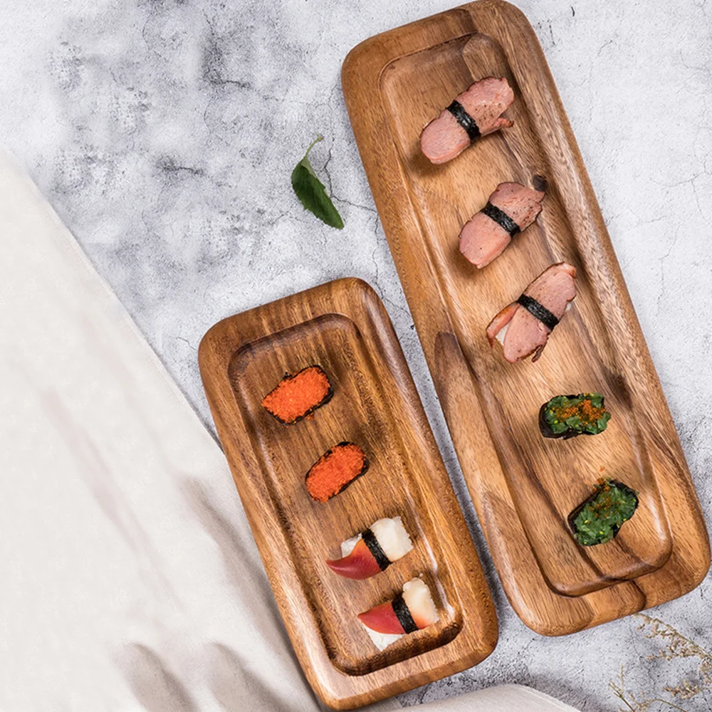

1 Piece Japanese Style Rectangular Wooden Dessert Plate Fruit Bread Tray New