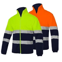 new mens two tone high visibility reflective polar fleece jacket safety jacket warm work wear warm velour sweatshirt hoodies 4xl