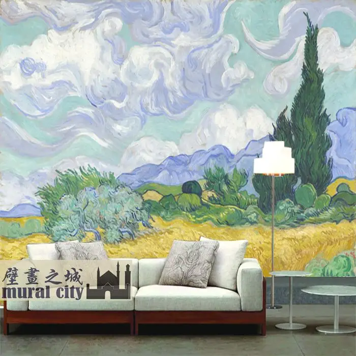 Ван Гог Пшеничное поле с кипарисом масляной живописи Пастырское рисовое