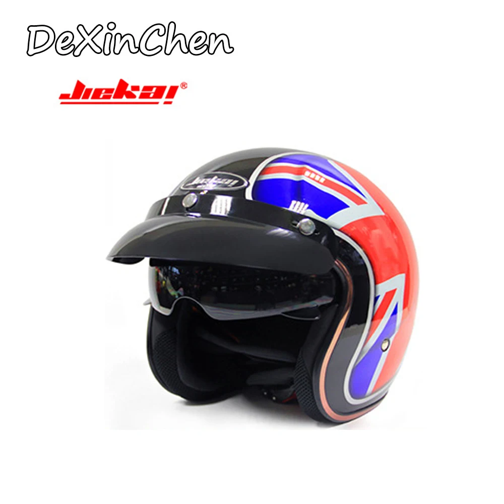 Винтажный мотоциклетный шлем Jiekai для мужчин и женщин с открытым лицом 3/4
