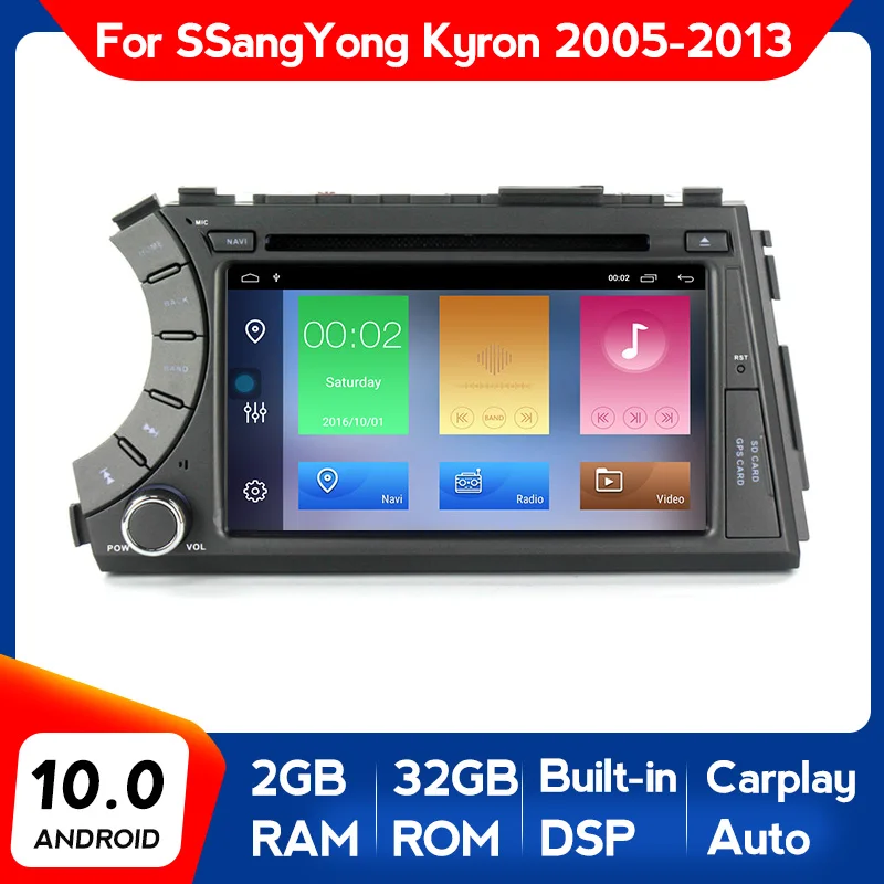 Автомобильный DVD-плеер 2 DIN 2G 32G Android 10 радио для Ssang yong Ssangyong Actyon Kyron аудио стерео