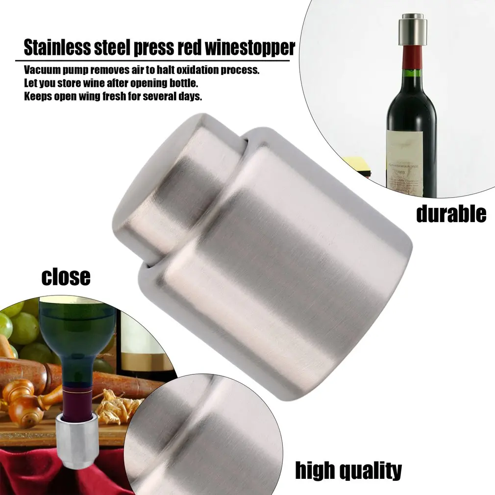 Многоразовая вакуумная герметичная винная бутылка из нержавеющей стали пробка