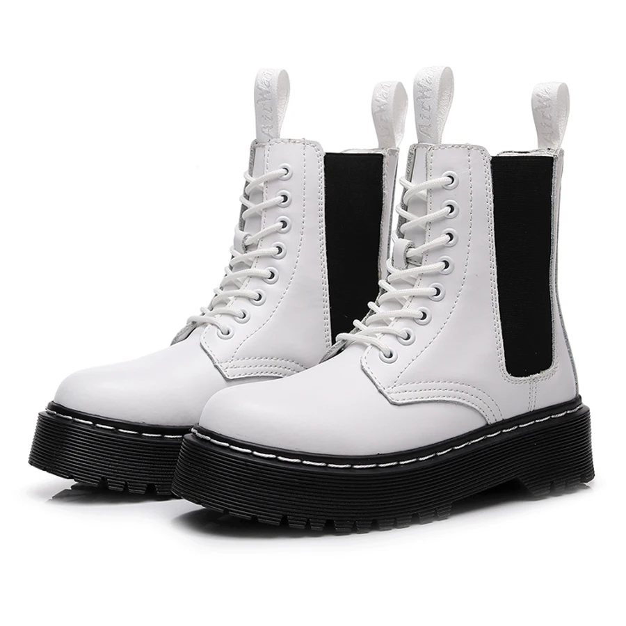 

Женские ботинки Martens, женские белые ботинки на платформе, женская обувь 2021, ботинки для девочек, Женская Осенняя обувь, женская эластичная об...