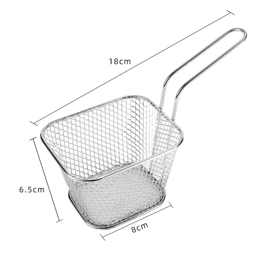 Home Mini French Fries Baskets Strainer Square Frying Basket Portable Stainless Steel Chip Chicken Deep Fry | Дом и сад