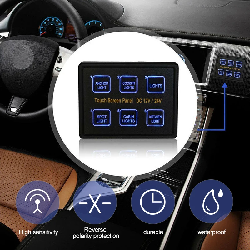Купи 12V 24V 6 Gang LED Touch Screen Slim Switch Control Panel For Car Boat Truck Marine за 2,683 рублей в магазине AliExpress