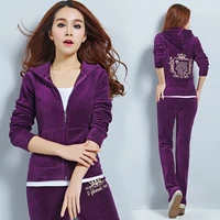 velvet tracksuit women two piece set 2021 spring clothes hooded jacket and trousers 2pcs velour suit fitness outfits lounge wear