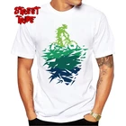 Мужская футболка с абстрактным искусством, хипстерская футболка с принтом на горном велосипеде, 100% хлопок, Мужская футболка с вырезом лодочкой
