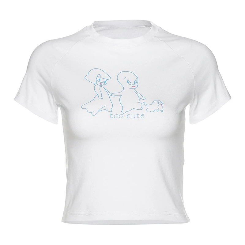 Простые белые хлопковые футболки с рисунком облегающие укороченный Топ для
