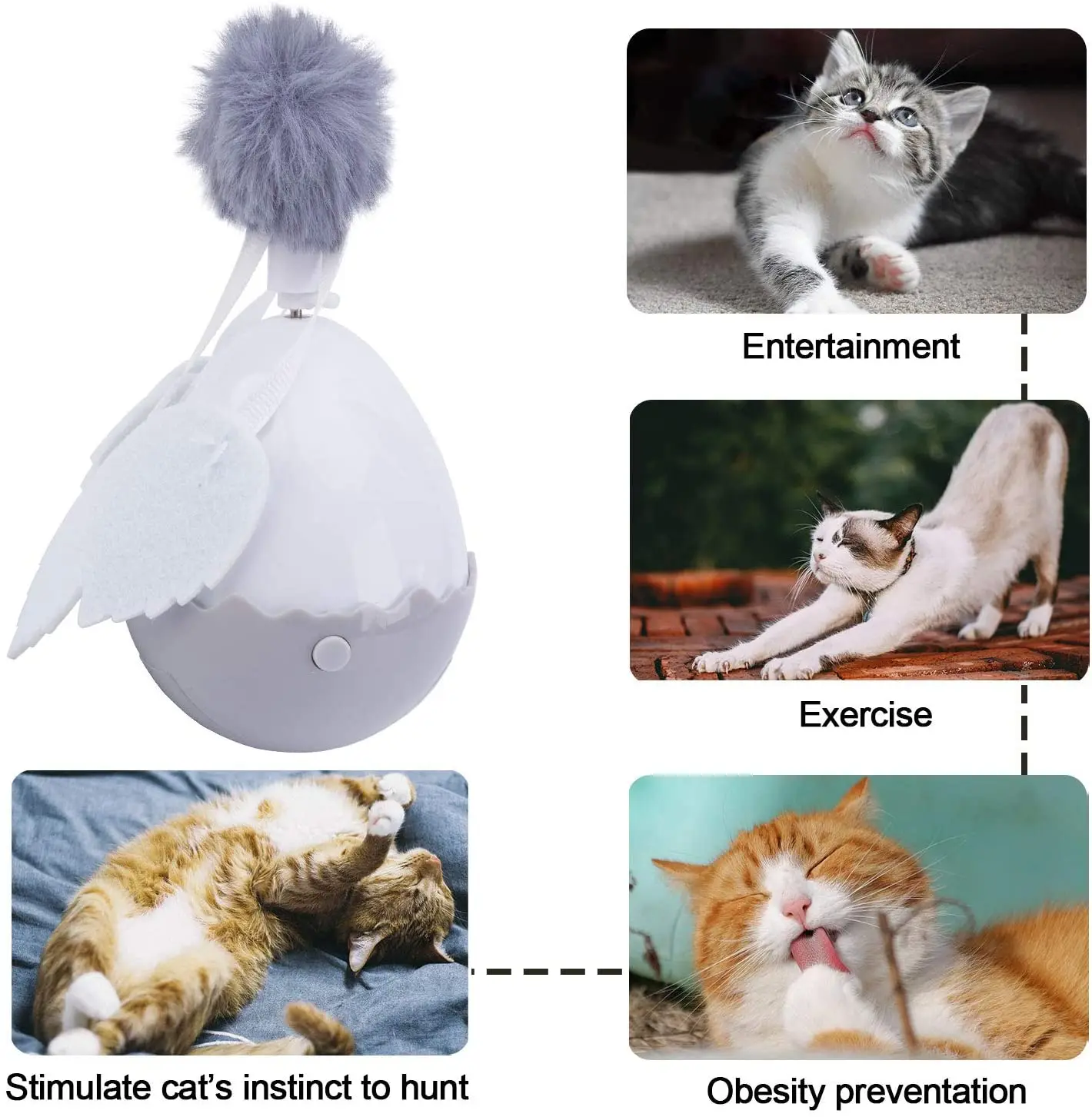 

Smart Cat Toy Electric Ball Cat Tumbler Feather Toy Automatic Chase Rotating Rolling Interactive Toy for Cat Kitten Pet Supplies