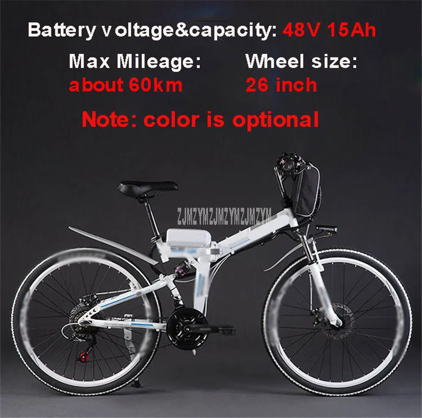 48V 15Ah 26inch Электрический велосипед, 24/26 дюймов, Горный/Дорожный/городской велосипед, складной, 350 Вт, 48 В, с батареей, электрический велосипед, Углеродистая стальная рама, E велосипед для взрослых - Цвет: 48V 15Ah 26inch