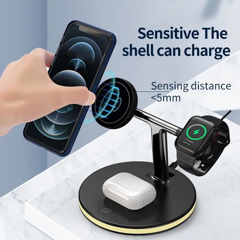 

25W 3 in 1 Magnetic Wireless Charger Stand for iPhone12S/12Pro Max/11Pro,Phone Watch Headset Fast Charging Holder
