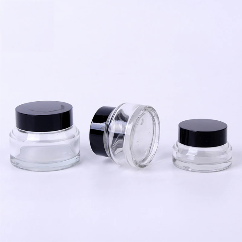 

5pcs 15g/30g/50g Empty Clear Glass Refillable Bottles Lip Balm Jar Travel Face Cream Pot Lotion Vials Amber Cosmetic Containers