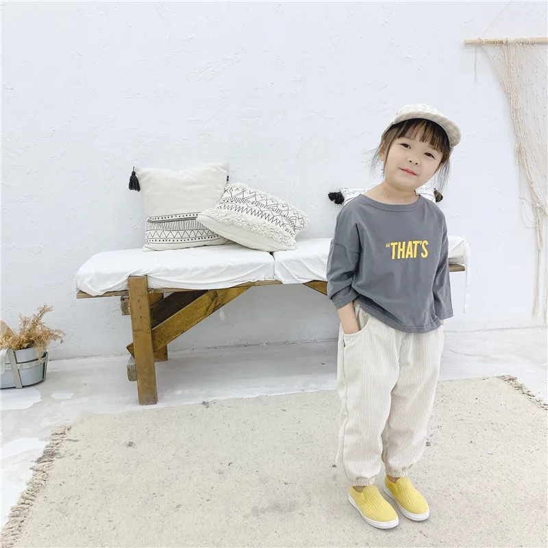 Новое поступление весна-осень 2020 хлопковые однотонные вельветовые брюки в