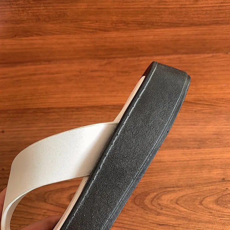 

black/white mixed color thick bottom flip flops women famous designer clip toe slippers ladis platform jandal slides beach shoes