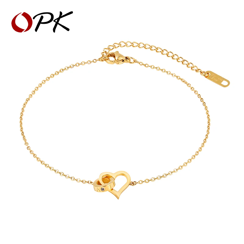 OPK/браслет на лодыжке Золотое любовное сердце Сандалии Женские летние браслеты с
