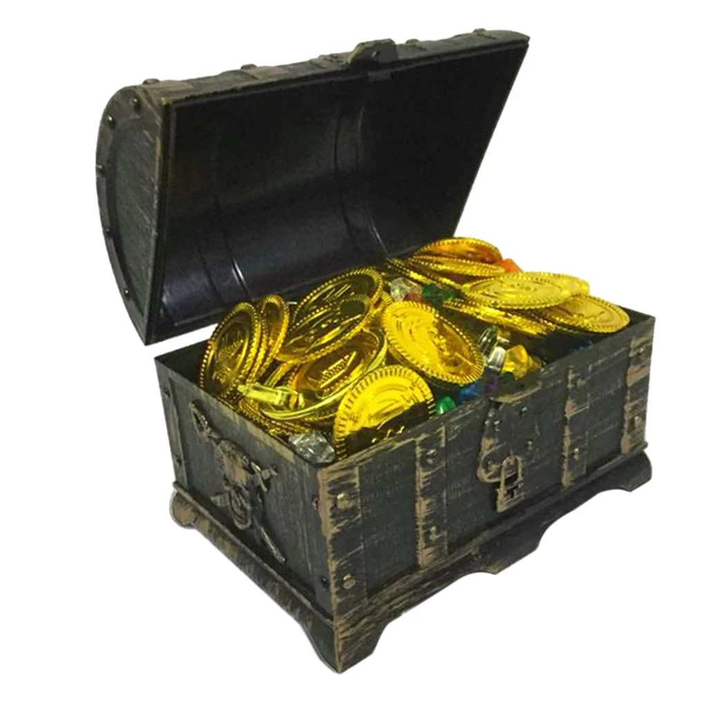 Сокровище грудь пиратский Keepsake винтажная декоративная пластиковая коробка с драгоценными камнями для