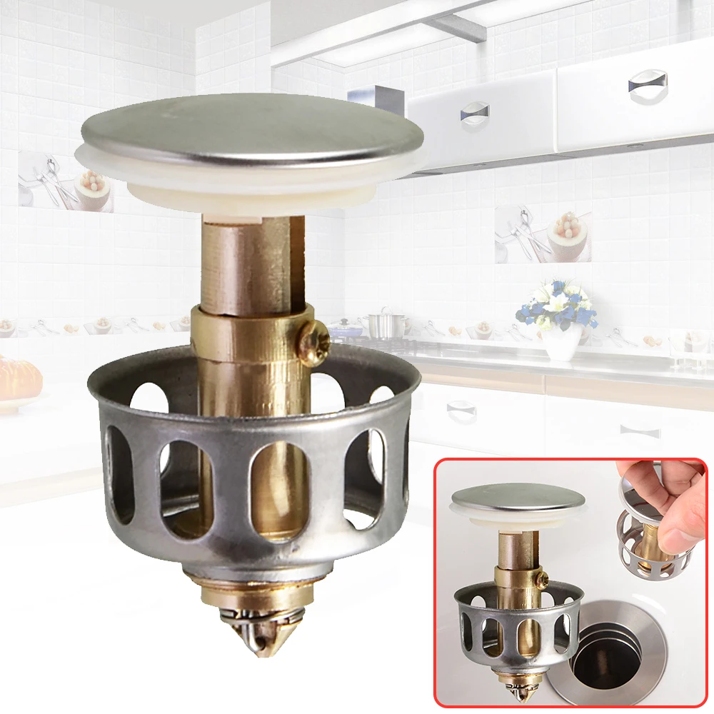 

Universal Wash Basin Bounce Drain Filter Sink Drain Vanity Stopper Bathroom Accessories Bathtub Plug Trap Hair Catcher Faucet