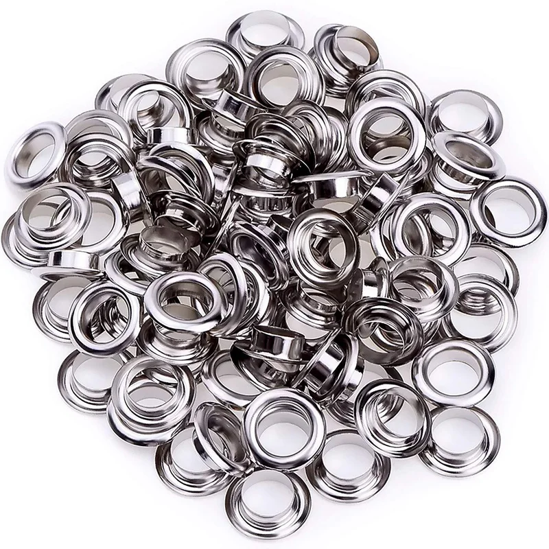 

100Pcs Metal Eyelets Set 7Mm Grommet Rings Kit with Mounting Punch Rod for DIY Accessories Leather Craft Clothing Repair