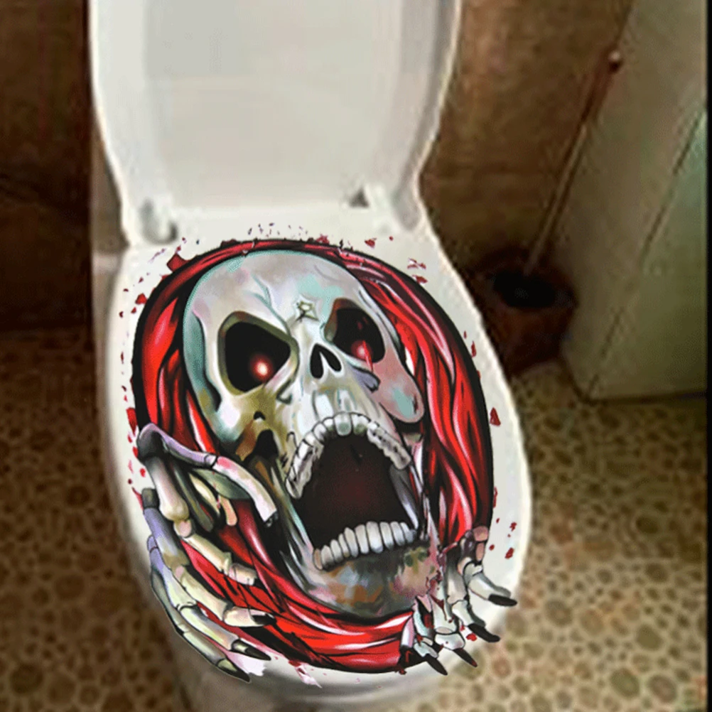 Наклейки для унитаза s Хэллоуина вечерние ПВХ страшные чехлы сидений водостойкие