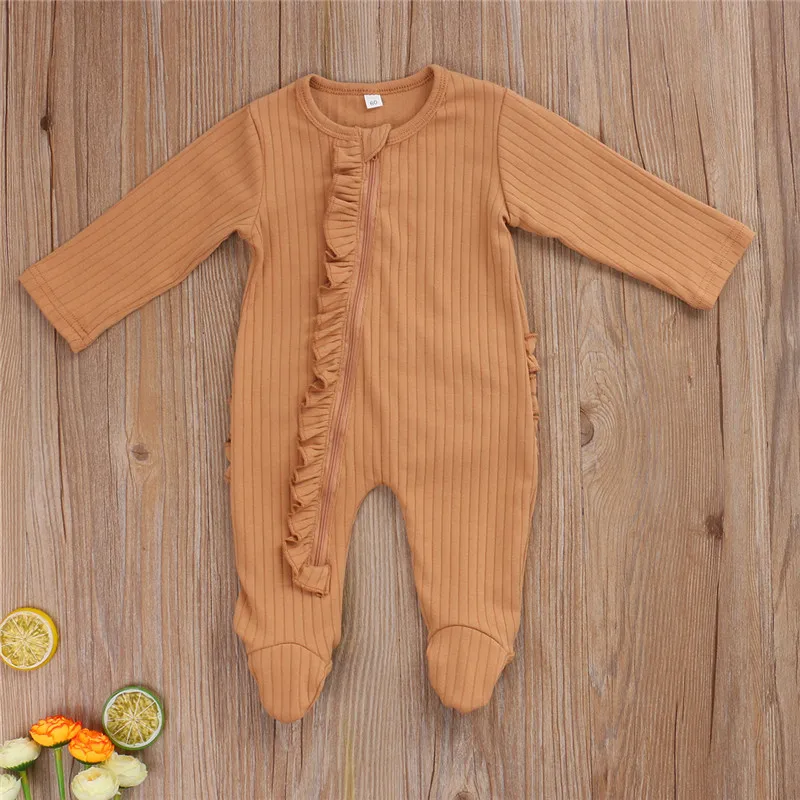 Комбинезон для маленьких девочек пижама новорожденных комбинезоны с оборками