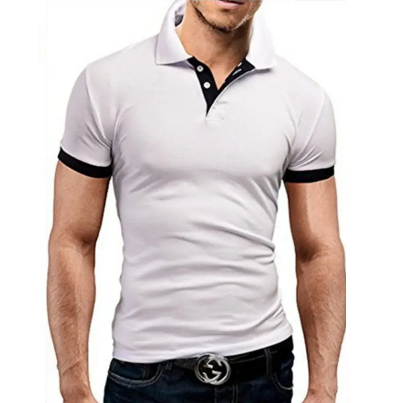 Белый Ropa de Hombre Polo camisa 5xl hombres casual Delgado transpirable verano Polo camisa 10 цветов Hombre sólido manga corta - Цвет: Белый